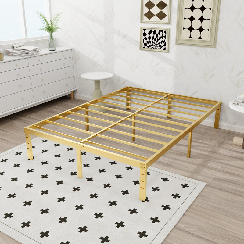 Oprina Metal Open-Frame Bed, Gold, Full / Double