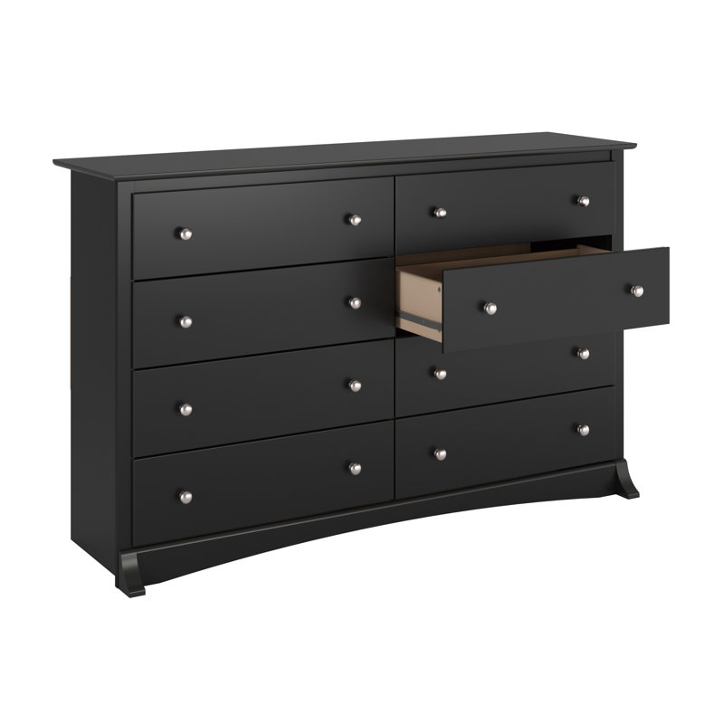 Commode 8 tiroirs Wahhaj, l 59 po, Noir