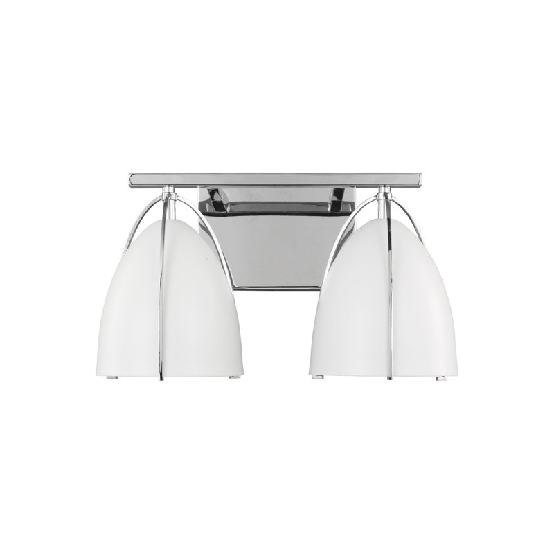Bentlee Chrome and White Steel 2-Light Vanity Light