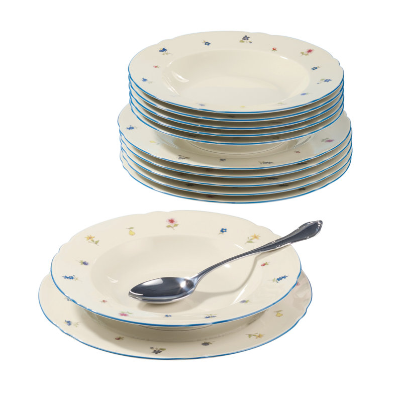 12 Piece Porcelain Dinnerware Set - Service for 6