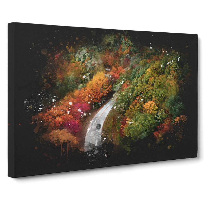 Road Through An Autumn Forest Vol.2 - Wrapped Canvas Painting, 35cm H x 50cm W x 3cm D