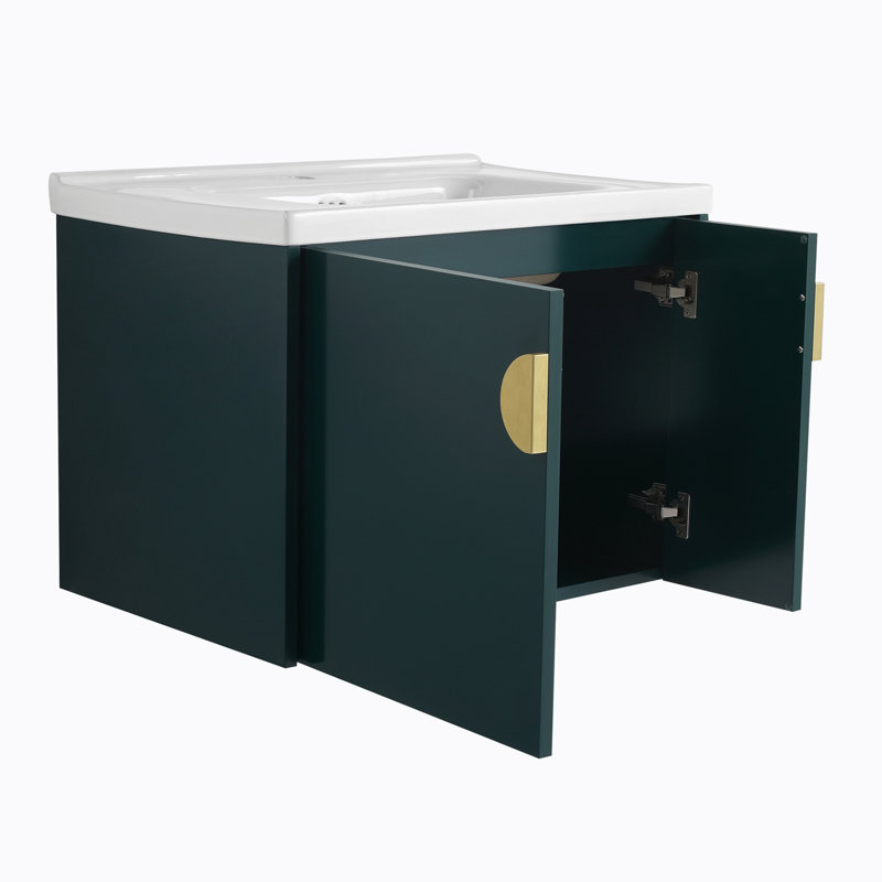 Meuble-lavabo avec lavabo, pour petite salle de bains, meuble-lavabo avec porte Ã  fermeture douce, Vert