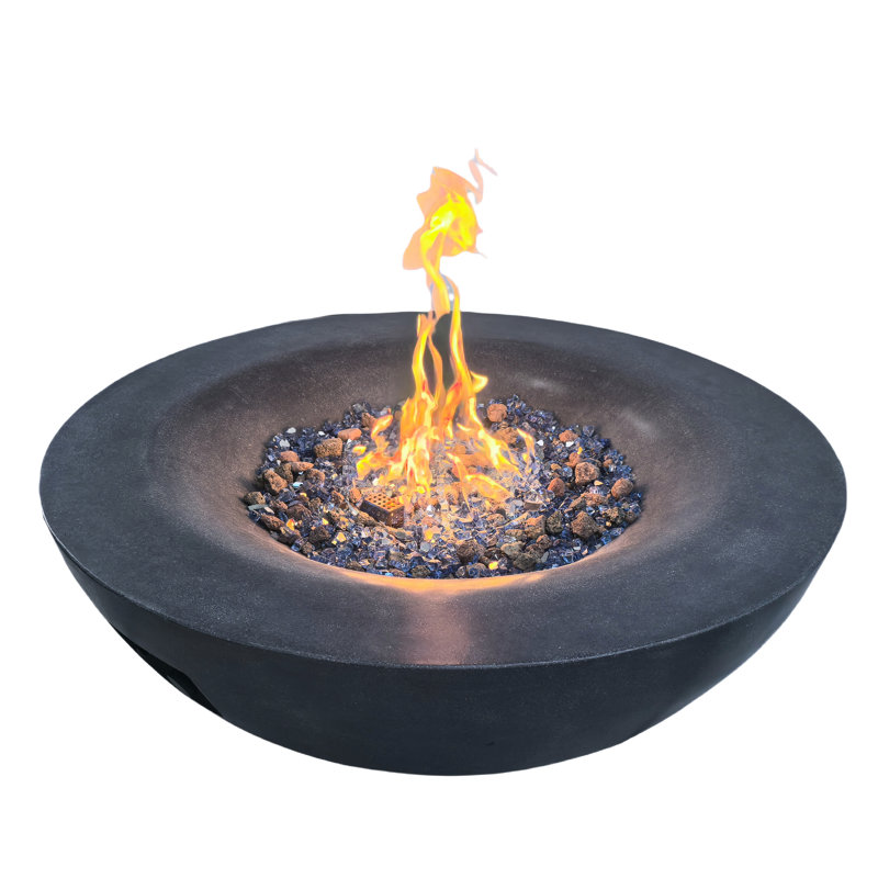Foyer d'extérieur gris foncé de 42 pouces - Créez une atmosphère chaleureuse et accueillante en béton dans une décoration luxueuse et pratique