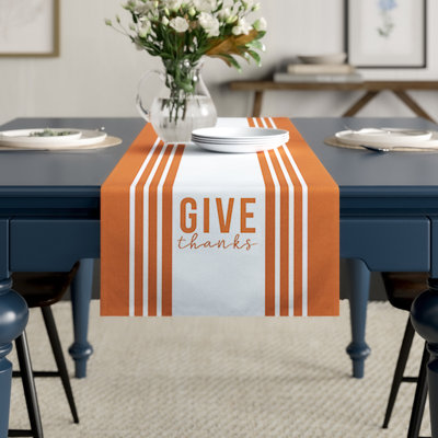 Laverty Striped Cotton Blend Thanksgiving Table Runner