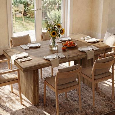 Table de salle à manger 63 "en bois massif, table de salle à manger Farmhouse