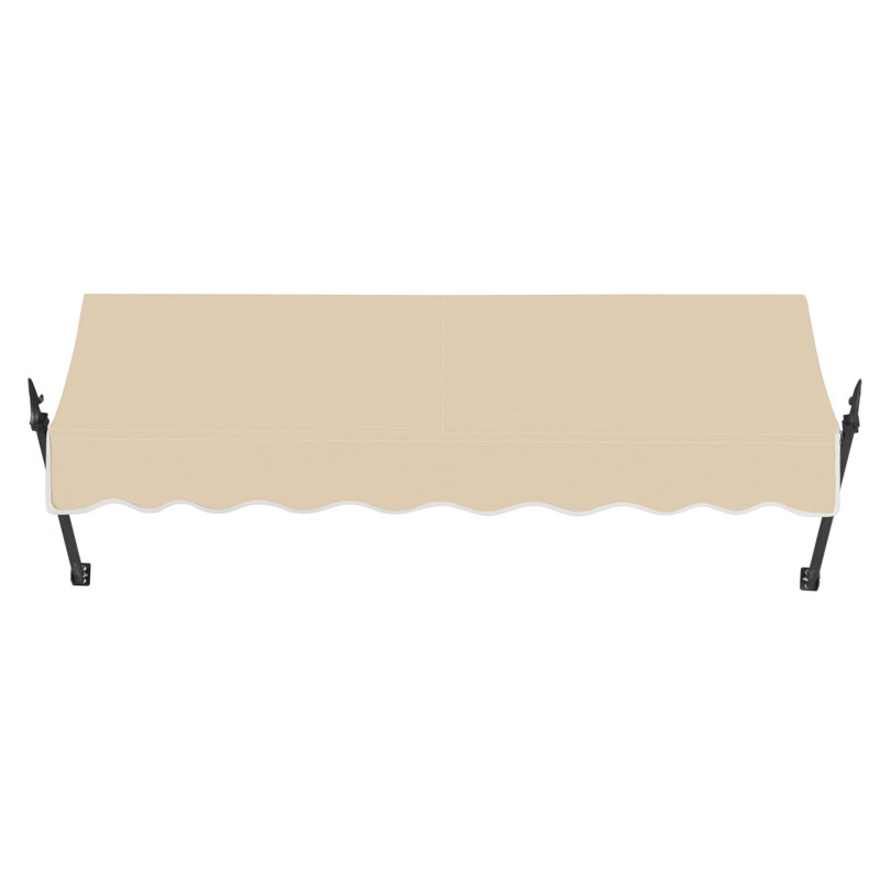 Awntech New Orleans Acrylic Fabric Fixed Awning with Iron Spear Arms, Tan, 31" H x 64.5" W x 16" D