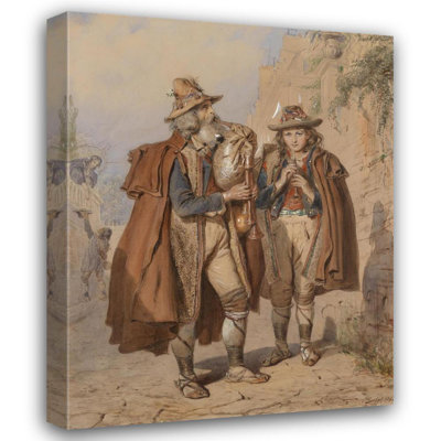 "Bagpiper and Flute Player" by  Carl Goebel - Gallery Wrap Canvas Wall Art