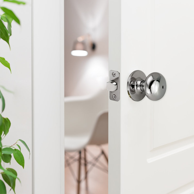 Cambridge Privacy Bed/Bath Door Knob, Polished Chrome