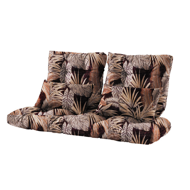 Outdoor Cushions For Settee,wicker Loveseat Cushions With Tie,tufted Patio Cushions 2 U-shaped Set Of 5 Piece,l44xw19，floral