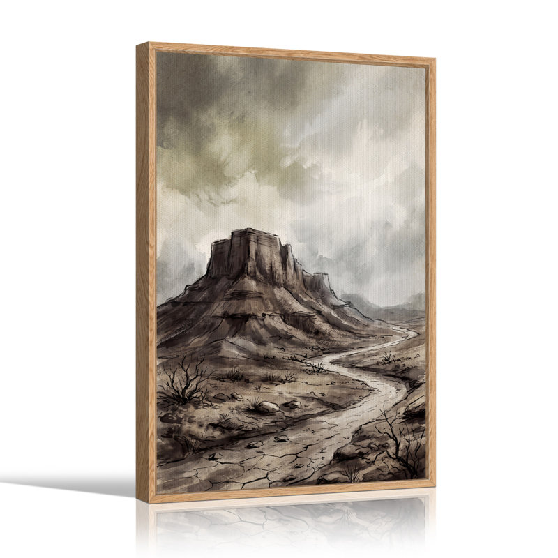 Paysage Sepia Mesa avec ciel nuageux - Toile murale d'Halloween, 48"H x 36"W