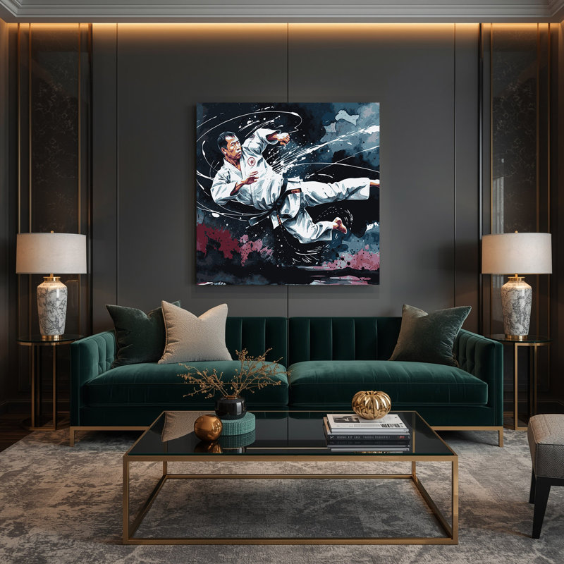 Art mural gris sur toile Sports Karate, H 32 po x l 32 po