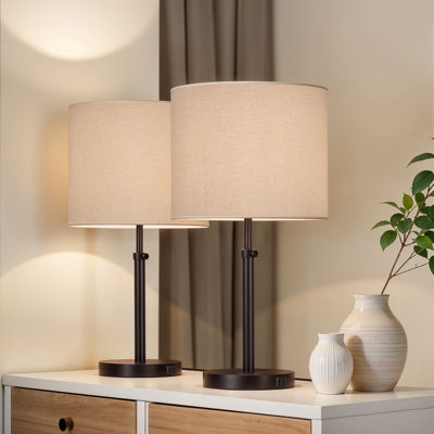 Latitude Run® Set of Two Beckett Dark Bronze Adjustable Table Lamps