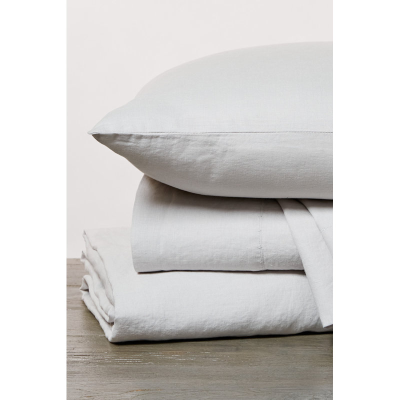 Organic Relaxed Linen Sheet Set, Fog, Queen Sheet Set + 2 Standard Pillowcases