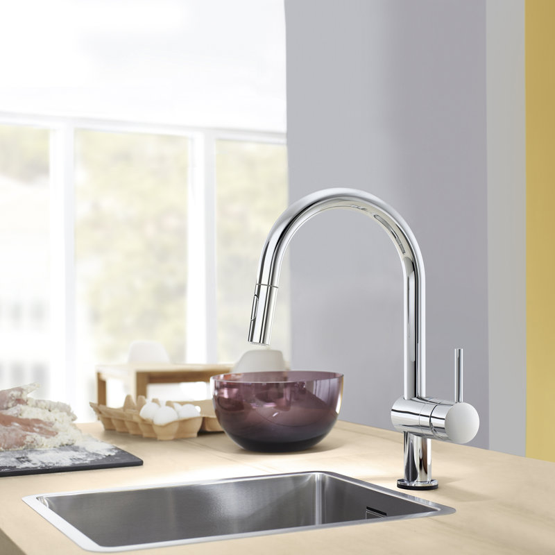 Robinet de cuisine à poignée simple Minta®, Chrome étoilé, Tactile