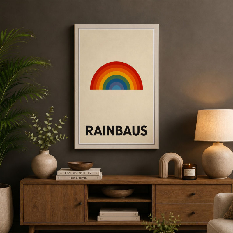 Rainbaus Modernist Geometric - Wrapped Canvas, 30x20 - 76.2 x 50.8 cm, Taupe Border