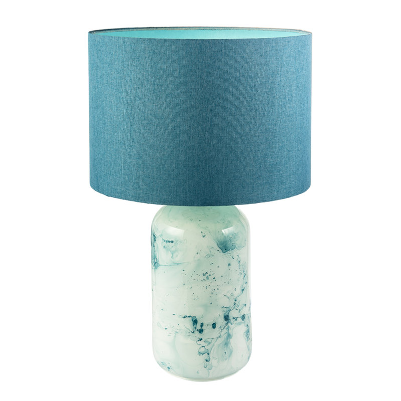 Glass Table Lamp, Teal/White, Teal