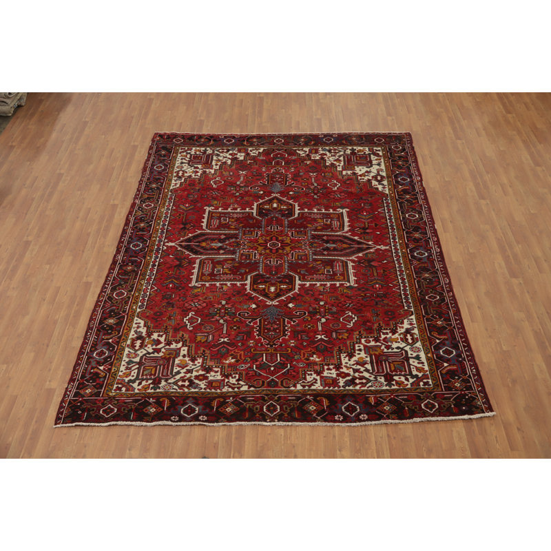 Tapis rouge rétro traditionnel 9 x 11