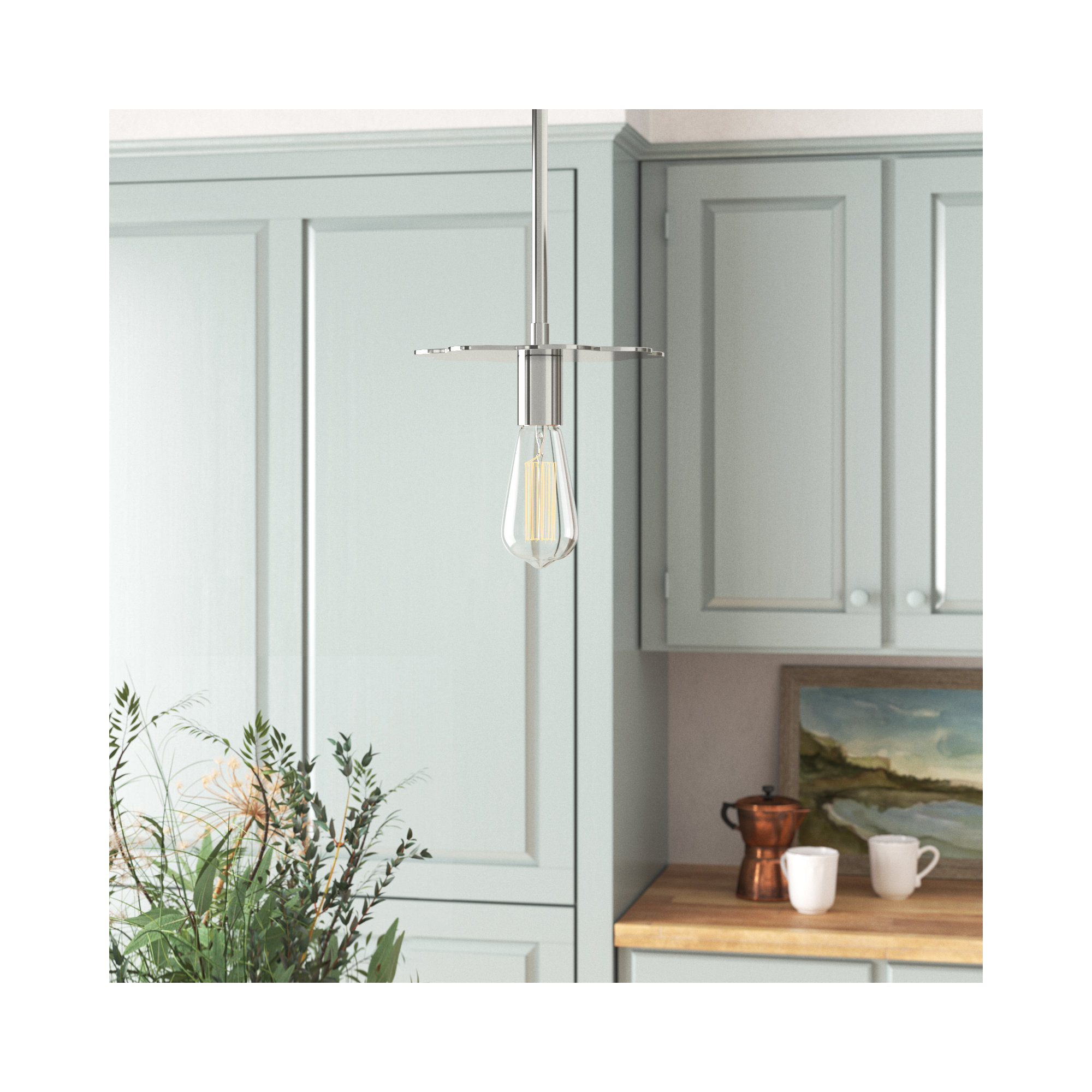 Thane Single Light Dimmable Pendant, Polished Nickel