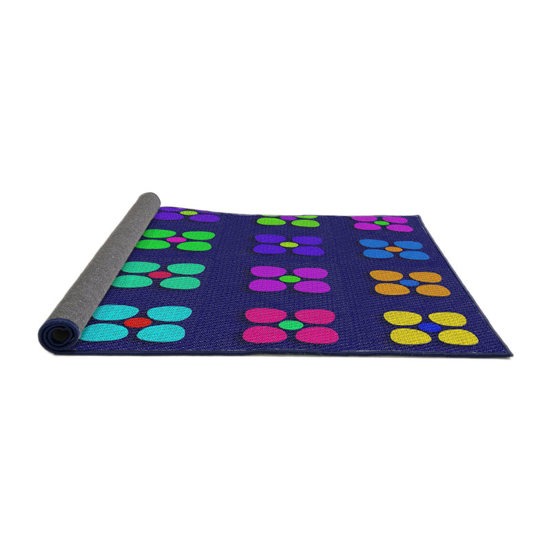 Tapis mauve/bleu à tisser électrique, Rond 5 pi
