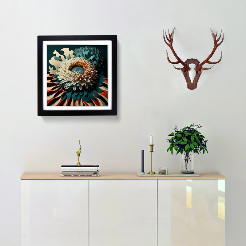 Chrysanthemum Constructivism - Framed Print, Black