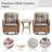Carolina 5-Piece Wicker Outdoor Swivel Glide Chair With Olefin Cushions