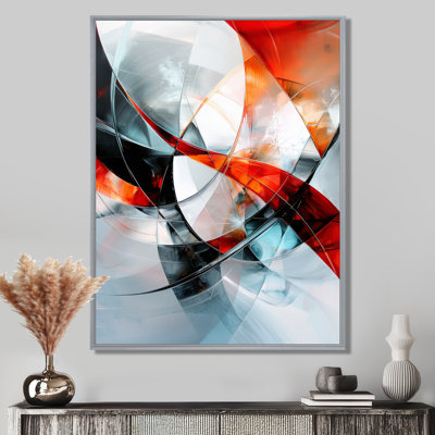 Fractal Red And White Cubist Fight II - Abstract Cubism Wall Décor