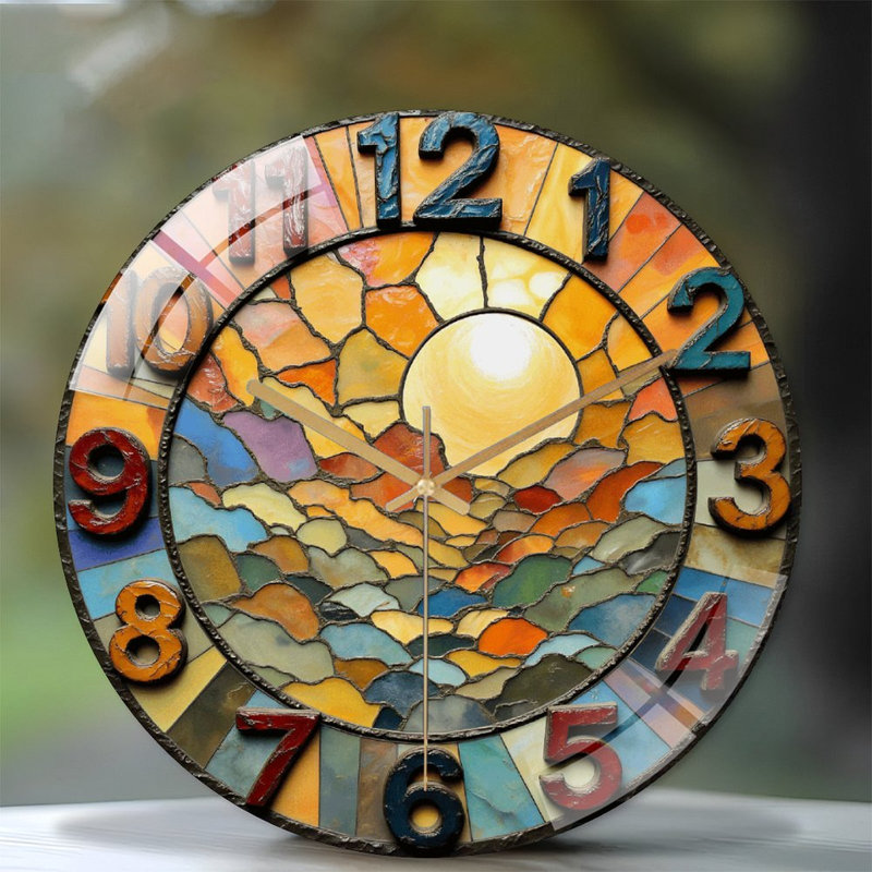 Horloge murale en verre coloré, art coloré 12 po