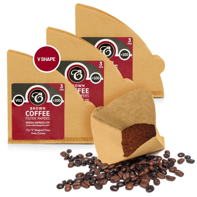 300 Size V01 Brown Coffee Filter Paper Cones – V Shaped, Compatible With Hario Size 01