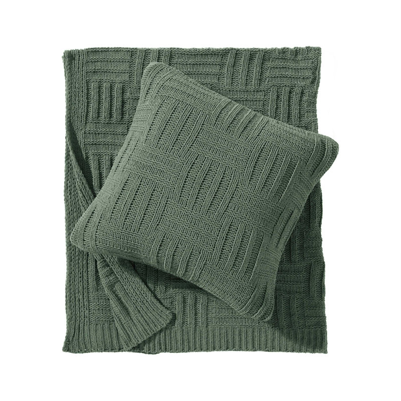 Knitted Throw Blanket, Green