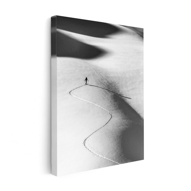 Hiver, neige, ski, Black Framed, Canvas, 18"H x 24"W