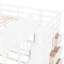 Lit double blanc au-dessus d'un lit simple et superposé, contreplaqué et pin, garde-corps de longueur, escalier multifonctionnel, 4 tiroirs de rangement, pas de sommier tapissier, conception intégrée-302877081