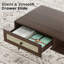 Table basse de style Mid-Century moderne, console rectangulaire de 47 pouces avec tiroir et tablette, table basse en bois pour salon, bureau, noyer
