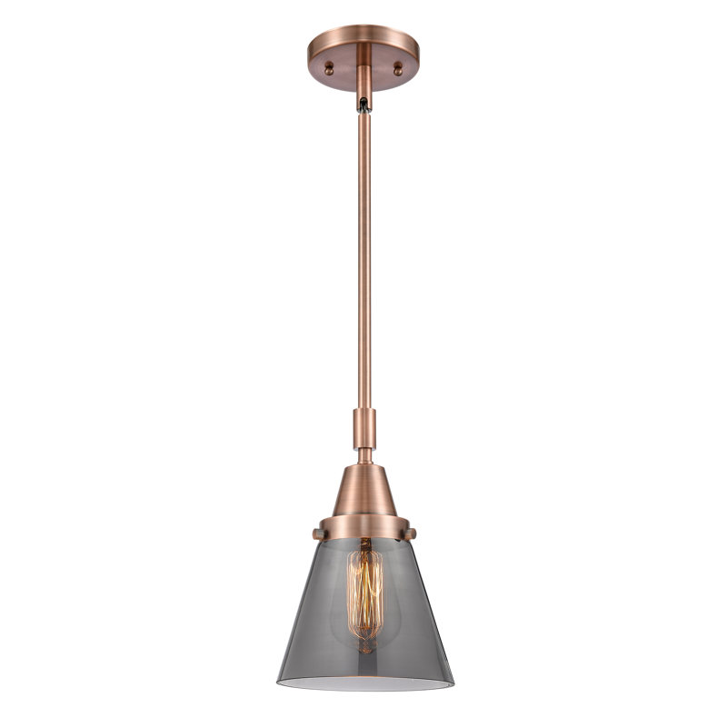 Luminaire suspendu conique 1 lumière Ashwath, Plaqué couleur fumée, H 42,12 po x l 6 po x P 6 po, Cuivre antique