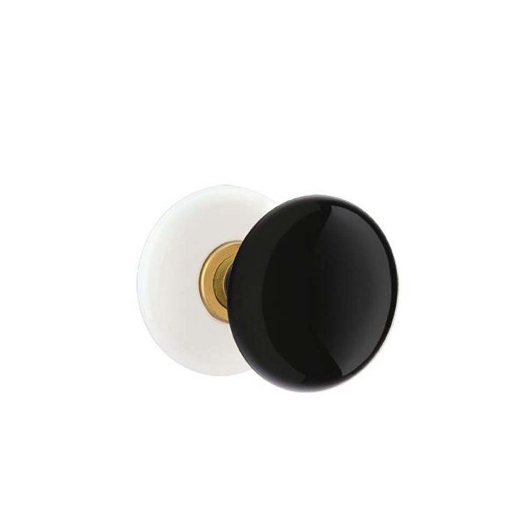 Emtek Privacy Knobset w/ Ice White Porcelain Rosette and Ebony Porcelain Knob