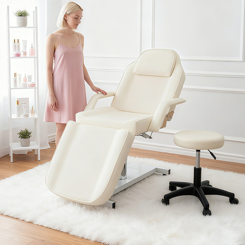 White hydraulic beauty bed