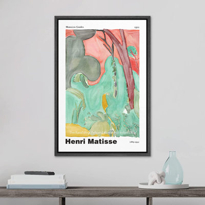 Signe, reproduction d'art sur toile encadrée, Henri Matisse, jardin marocain, aquarelle, pastel, classique, rétro, illustrations, beaux-arts, décoration multicolore pour le salon, la chambre à coucher, le bureau