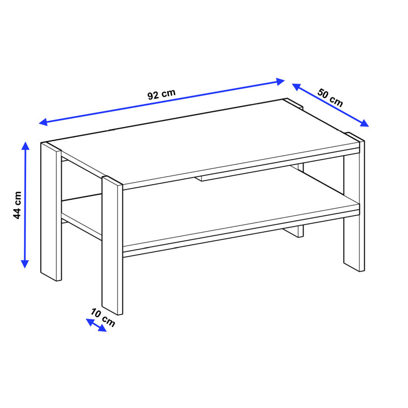 Lurine Four Leg Coffee Table with Storage, Concrete
