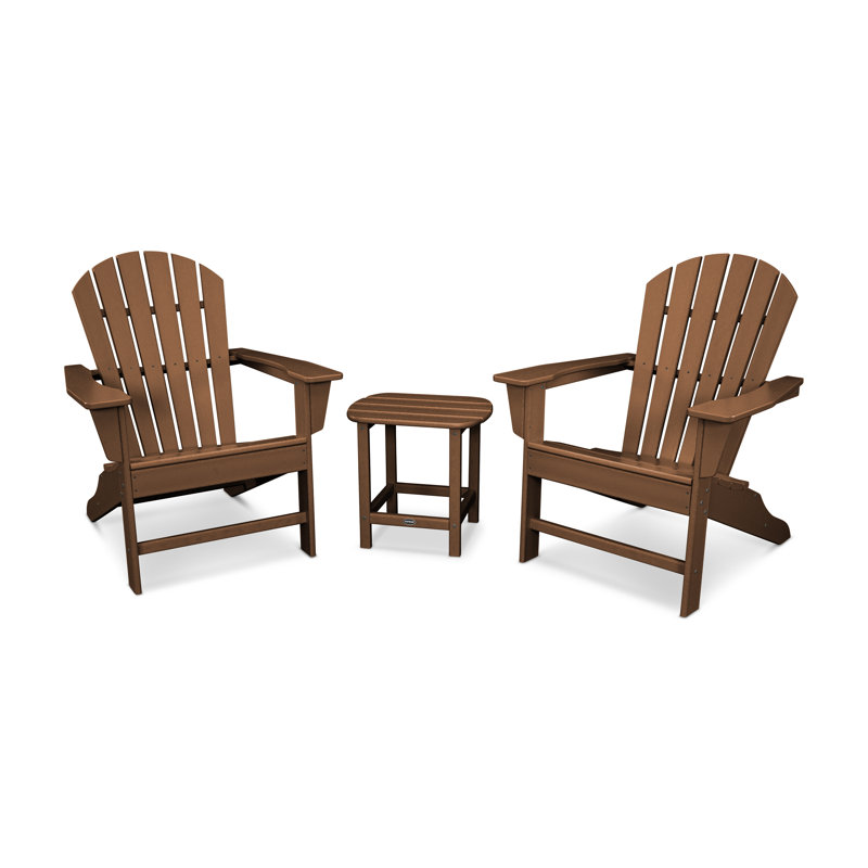 POLYWOOD South Beach Adirondack 3-Piece Set, Teak