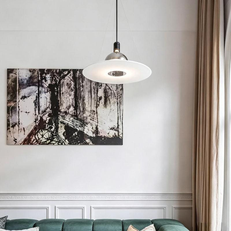 Suspension minimaliste moderne en fer de 60 cm avec abat-jour en acrylique – Éclairage d'ambiance pour salle à manger ou café