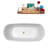 59" Streamline Freestanding Soaking Acrylic Bathtub With Drain and Bamboo Tray-2099323958