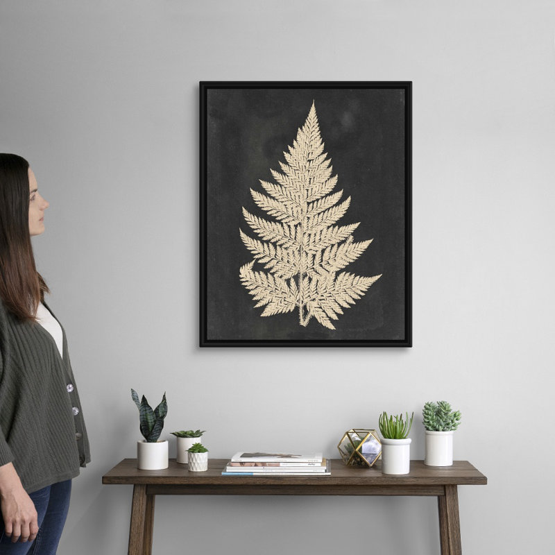 Linen Fern I, art mural sur toile, Toile avec cadre noir, H 30 po x l 24 po x P 1,75 po