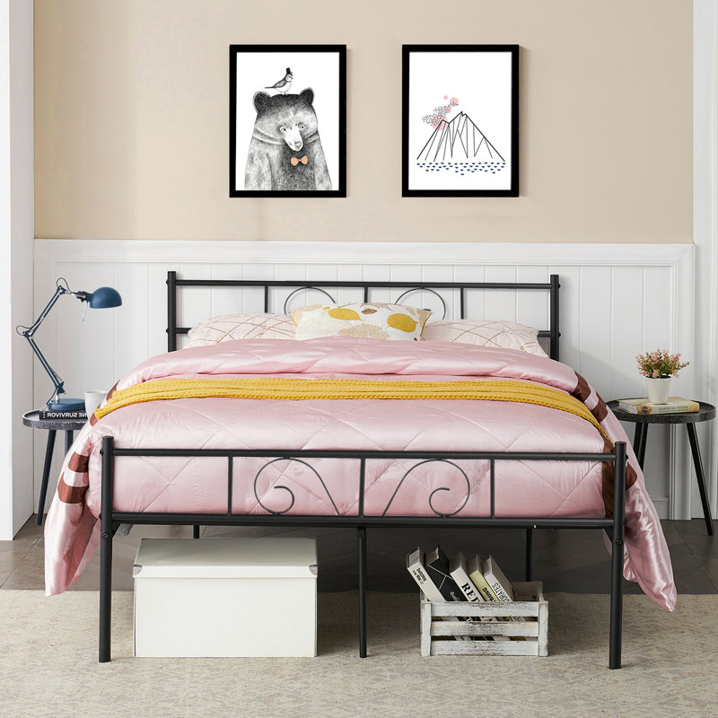 Metal Platforms Bed, Black, Double (4'6)