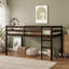 Lit mezzanine simple en bois massif, en bois d'hévéa avec échelle, plateforme de lattes renforcées, espresso-1402268271