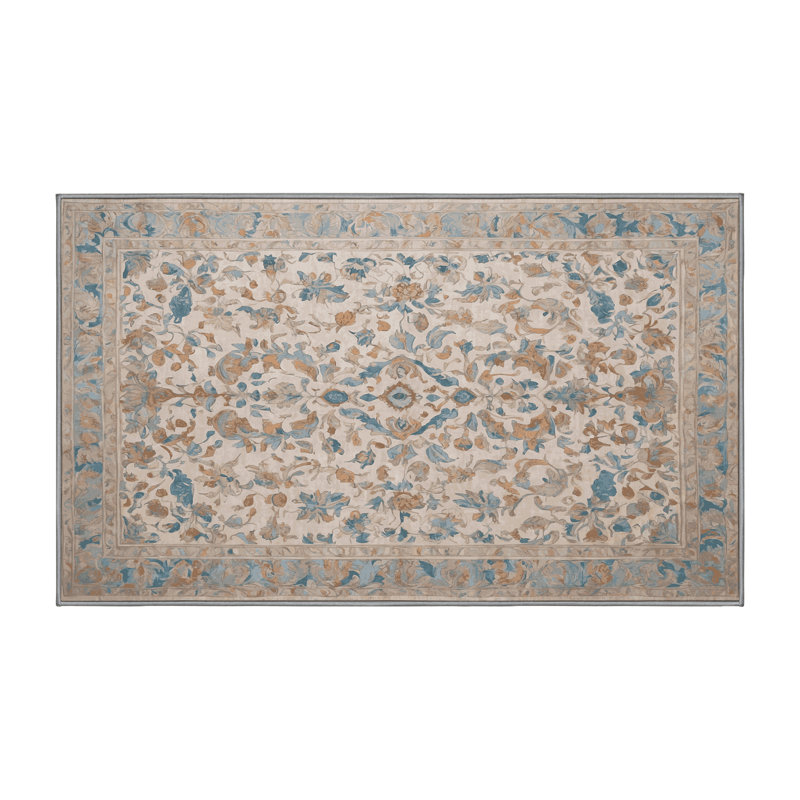 Machine Washable Gray Area Rug, Rectangle 7' x 9'