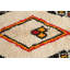 Tapis décoratif en laine de conception unique noué à la main New Age de 6 pi 5 po x 8 pi 4 po Ivoire/rouge