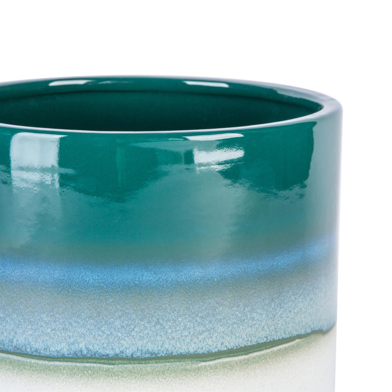Nicola Spring - Reactive Glaze Plant Pot, 15.5cm H x 18cm W x 18cm D, Green