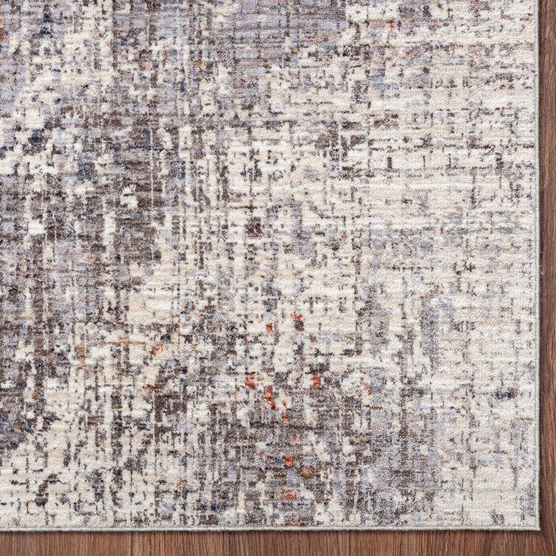 9 Abstract Area Rug in Gray/Ivory, Rectangle 9'6" x 13'