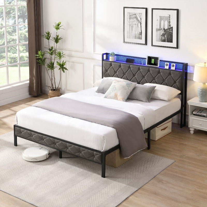 Structure de lit avec tête de lit Windzer, Grand lit