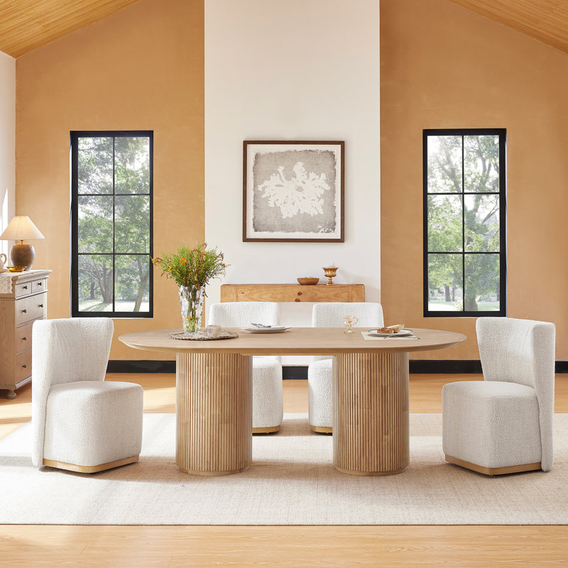 78.7" W Oval Solid Wood Base Dining Table, Oak