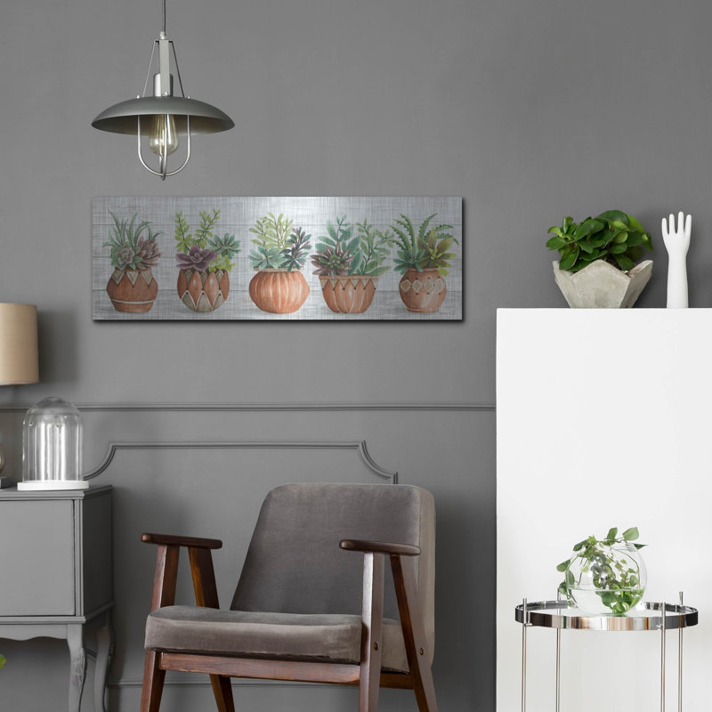 «Terracotta Pots I» par Cindy Jacobs, H 12 po x l 36 po